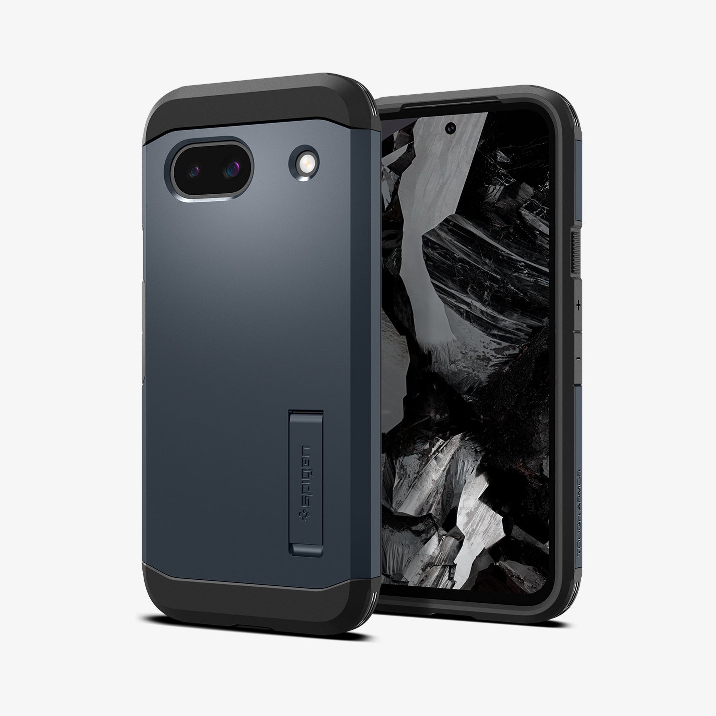 ACS07265 - Pixel 8a Case Tough Armor in Metal Slate showing the back and partial front and sides