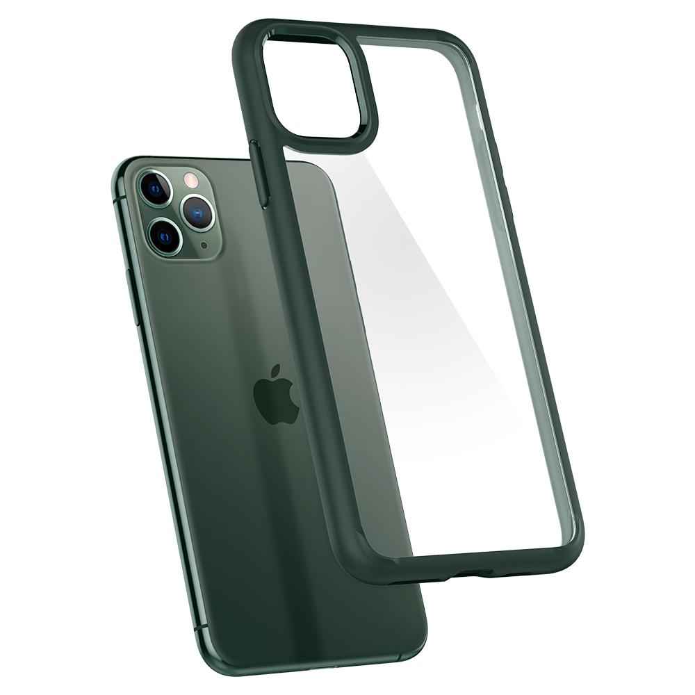 Ultra Hybrid Case MidnightGreen back design and a back view of the iPhone 11 PRO MAX device.