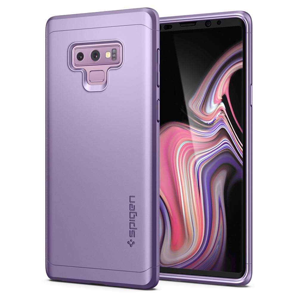 599CS24595 - Thin Fit 360 Lavender Case back design and a front view of the edge around the Galaxy Note 9 device.