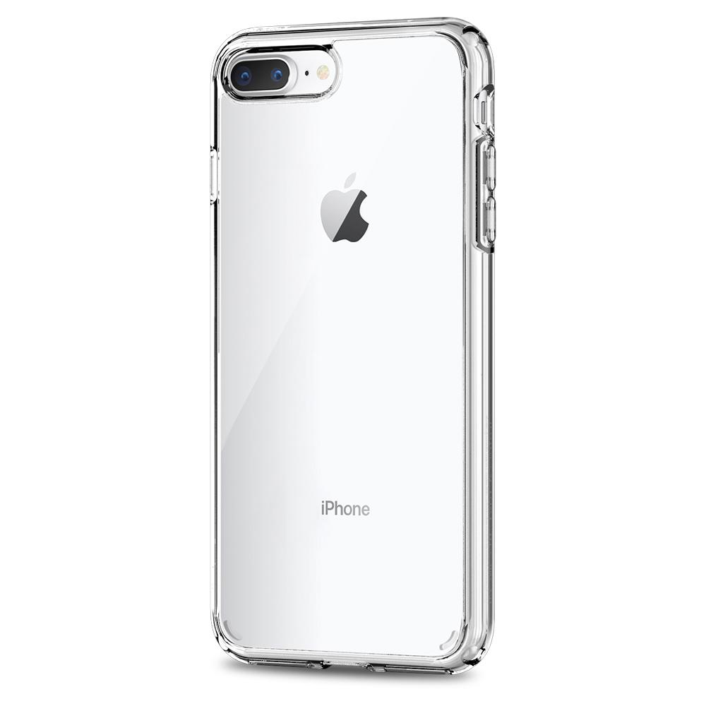 Ultra Hybrid 2 Crystal Clear Case facing backwards showing the back design with the camera cutout on the iPhone 8 Plus device.