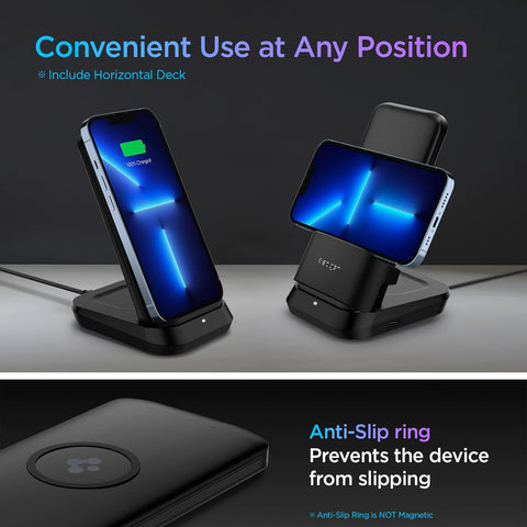 5in1 10000mAh Wireless Power Bank with USB-C Dual Charging Dock for Airpods and Smartwatches, Lithium Polymer - Black