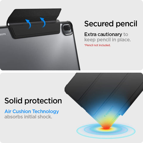 Spigen Ultra Hybrid Pro Full Cover Folio Case For Xiaomi Pad 5 Pro 5G / Pad 5 Pro/Pad 5 [Pencil Holder] [Trifold Stand] - Black