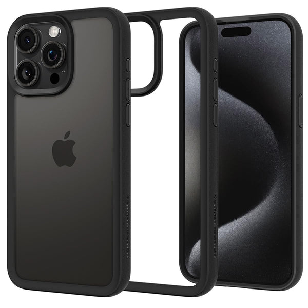 Sand Crystal Back Cover Case For iPhone 15 Pro (TPU + Poly Carbonate | Matte Black)