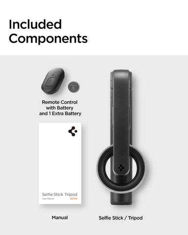 Selfie Stick Tripod Optimized for Magsafe Cases, Enhanced Stability with Rubber Holder with Wireless Bluetooth Remote - Black