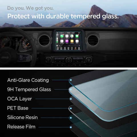 Glas.tR SLIM Anti-Glare Matte Tempered Glass for Jeep Wrangler 8.4" Dashboard Touchscreen - 1 Pack