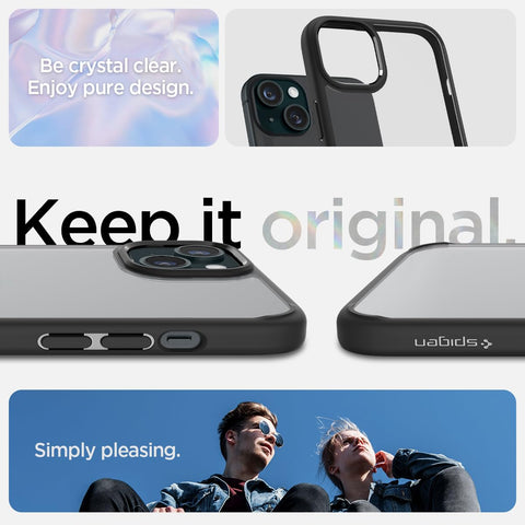 Ultra Hybrid Back Cover Case For iPhone 15 (TPU + Poly Carbonate | Matte Black)