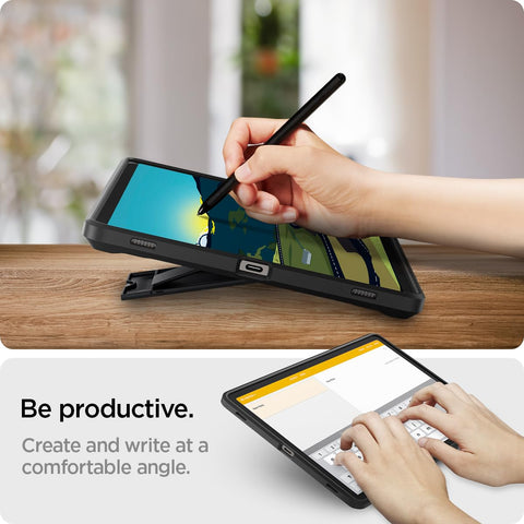 Spigen Tough Armor Pro Back Cover Case For Galaxy Tab S10 Plus / S9 Plus 12.4inch [S Pen Storage] [Kick Stand] - Black