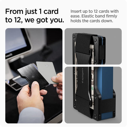 Aluminum Credit Card Holder with Key Ring up to 12 Cards - Black