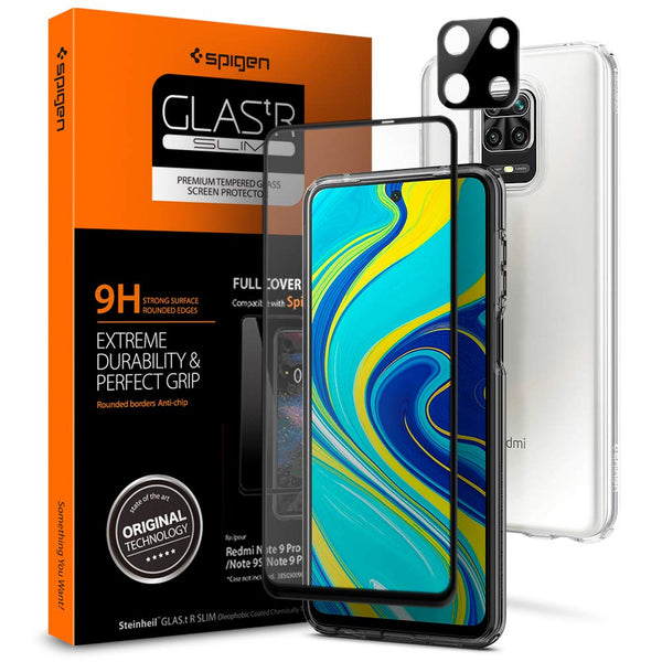 Tempered Glass Screen Guard Protector for Xiaomi Redmi Note 9 Pro / 9 Pro Max / 9S - Front glass x 1 / Camera lens protector x 1