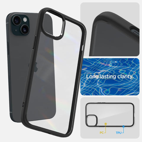 Ultra Hybrid Back Cover Case For iPhone 15 (TPU + Poly Carbonate | Matte Black)