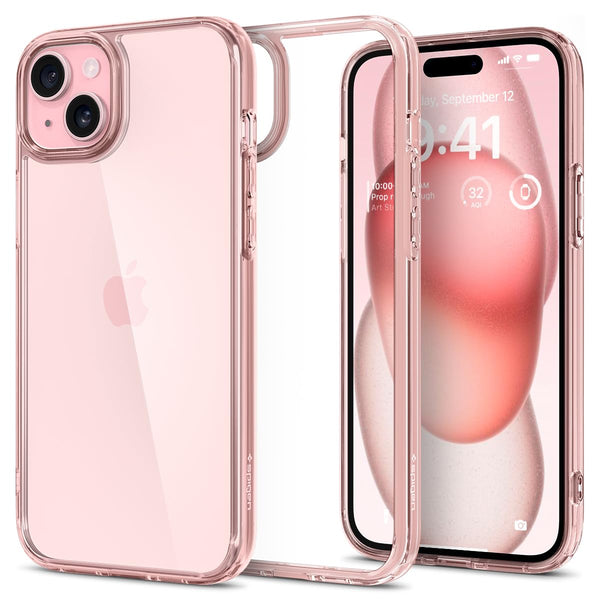 Spigen Ultra Hybrid Back Cover Case For iPhone 15 (Rose Crystal)