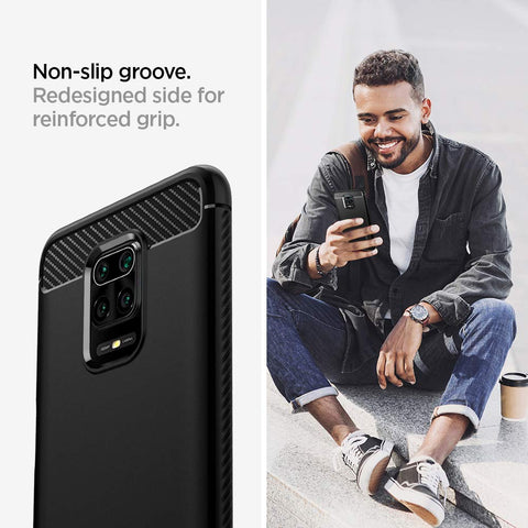 Rugged Armor Back Cover Case For Redmi Note 10 Lite/Poco M2 Pro (TPU | Matte Black)