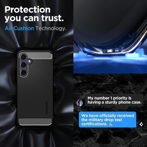 Rugged Armor Back Cover Case For Galaxy A55 5G (Matte Black)