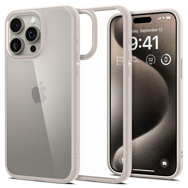 Spigen Ultra Hybrid Back Cover Case For iPhone 15 Pro (Natural Titanium)