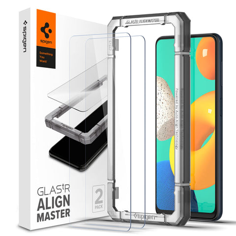 AlignMaster Tempered Glass Screen Guard Protector for Galaxy M32-2 Pack