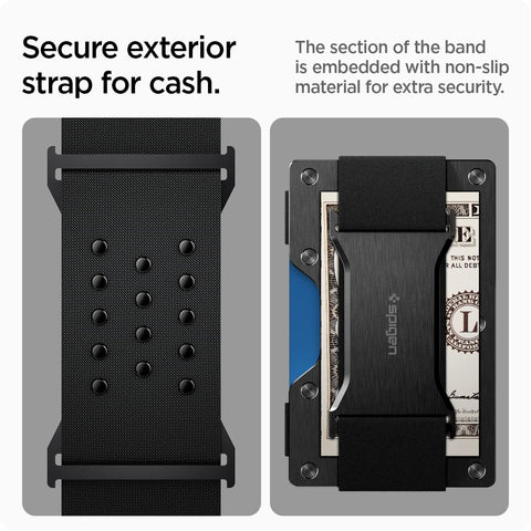 Aluminum Credit Card Holder with Key Ring up to 12 Cards - Black