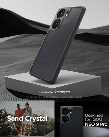 Sand Crystal Back Cover Case For iQOO Neo9 Pro (TPU + Poly Carbonate | Matte Black)