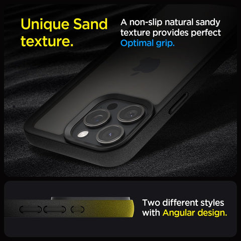 Sand Crystal Back Cover Case For iPhone 15 Pro (TPU + Poly Carbonate | Matte Black)