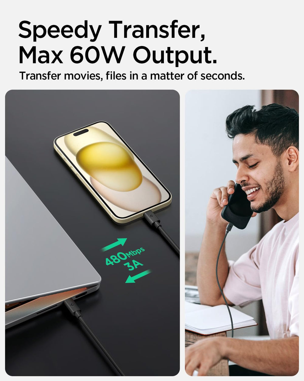 USB C To USB A Cable - Fast Charging & 480Mbps Data Sync For Cameras & Devices