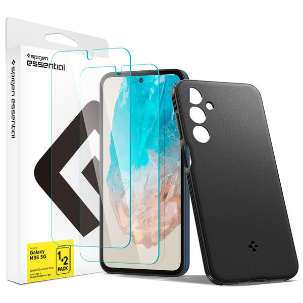 Essential Pack Back Cover with Screen Guard for Galaxy M35 (1 Sand Blast + 2 Screen Protector)