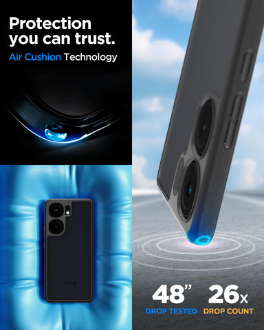 Sand Crystal Back Cover Case For iQOO Neo9 Pro (TPU + Poly Carbonate | Matte Black)