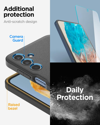Essential Pack Back Cover with Screen Guard for Galaxy M35 (1 Sand Blast + 2 Screen Protector)