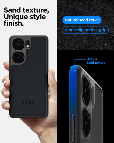 Sand Crystal Back Cover Case For iQOO Neo9 Pro (TPU + Poly Carbonate | Matte Black)
