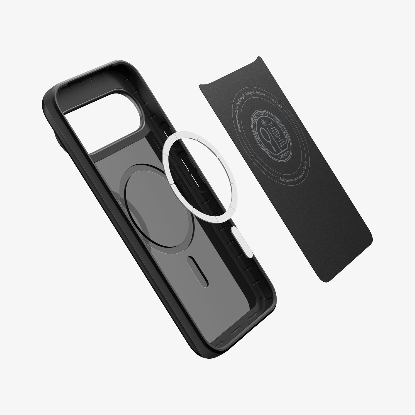 ACS09699 - Pixel 10, Pixel 10 Pro Thin Fit (MagFit) in black showing the inside magnet ring layers