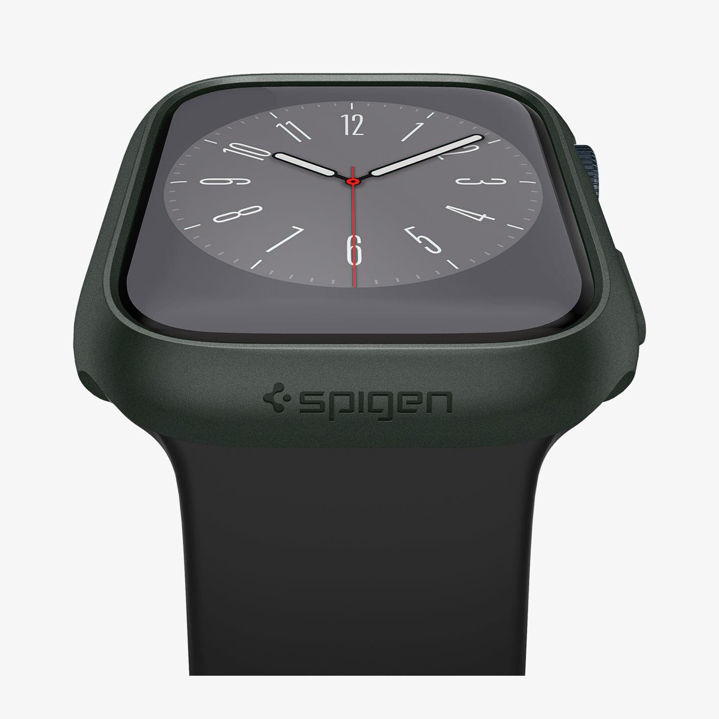 ACS04175 - Apple Watch Series (45mm) Case Thin Fit in military green showing the front and bottom