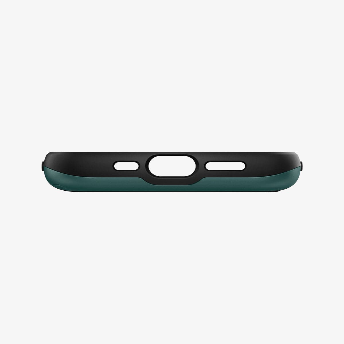 ACS04563 - iPhone 13 Case Slim Armor CS in midnight green showing the bottom with precise cutouts