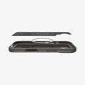 ACS09971 - iPhone 17 Thin Fit (MagFit) in Gunmetal showing the inner layer hovering above the detached magnet ring plate and the case