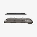 ACS09918 - iPhone 17 Air Thin Fit (MagFit) in Gunmetal showing the inner layer hovering above the detached magnet ring plate and the case
