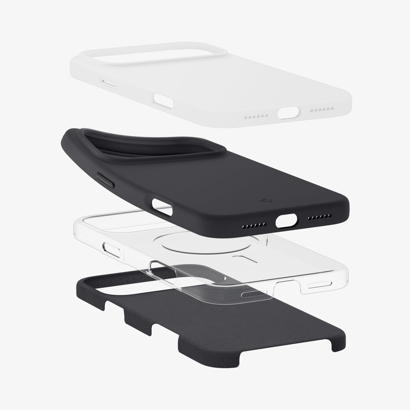 ACS09902 - iPhone 17 Pro Max Silicone Fit (MagFit) Case in black showing the multiple layers of case