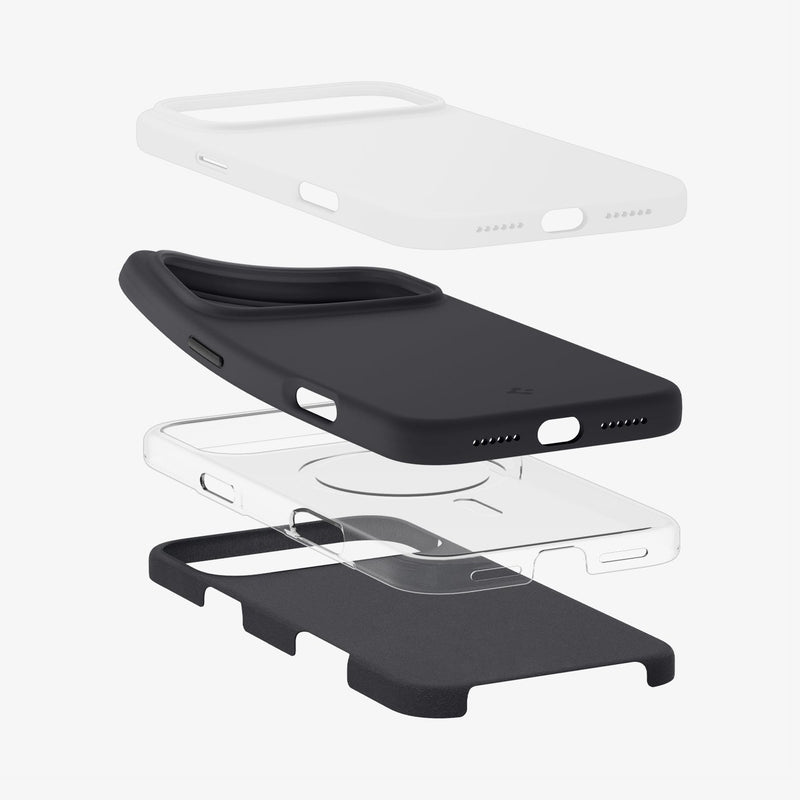 ACS09902 - iPhone 17 Pro Max Silicone Fit (MagFit) Case in black showing the multiple layers of case