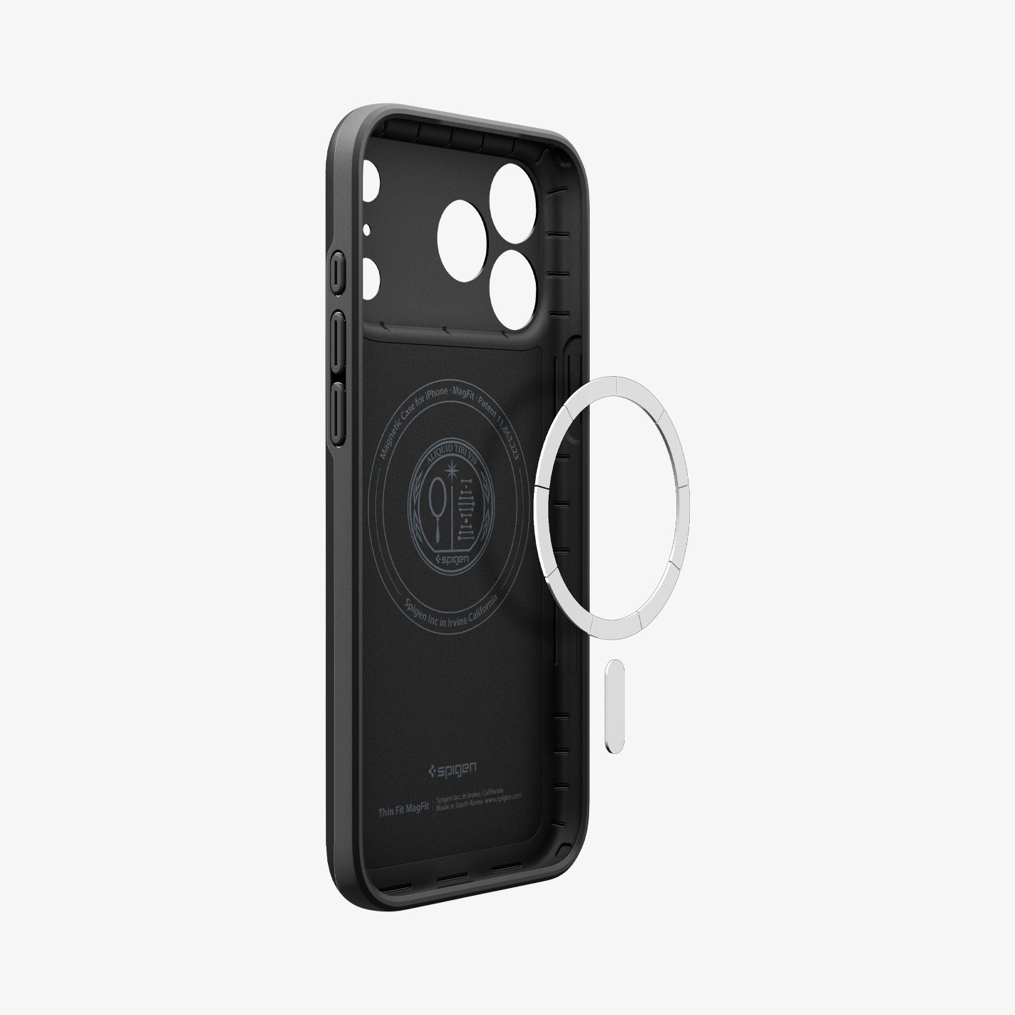 ACS09934 - iPhone 17 Pro Thin Fit (MagFit) in black showing inside with magfit magnet
