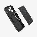 ACS09934 - iPhone 17 Pro Thin Fit (MagFit) in black showing the inner layer hovering from detached magnet ring plate and the case