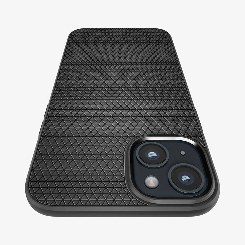 ACS05037 - iPhone 14 Case Liquid Air in matte black showing the back zoomed in to show the fine details