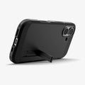 ACS09984 - iPhone 17 Case Tough Armor T AI (MagFit) in black showing the back with device propped up by built in kickstand