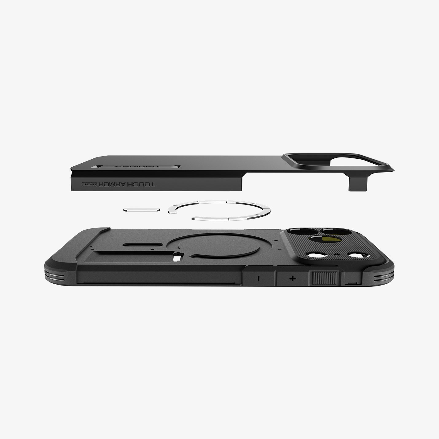 ACS09898 - iPhone 17 Pro Max Case Tough Armor T AI (MagFit) in gunmetal showing the side and multiple layers of case