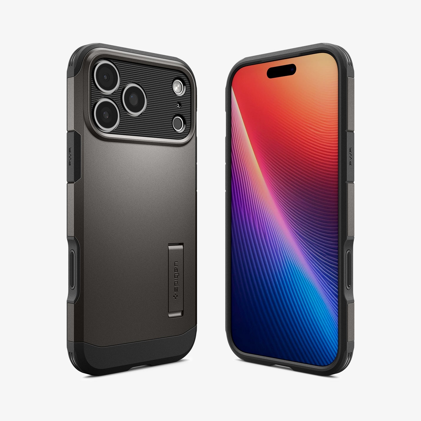 ACS09898 - iPhone 17 Pro Max Case Tough Armor T AI (MagFit) in gunmetal showing the back, front and sides
