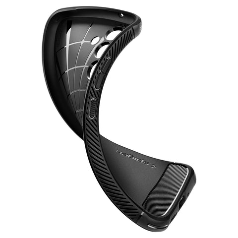 Galaxy A54 5G Case Rugged Armor in matte black showing the case bending to show the flexibility