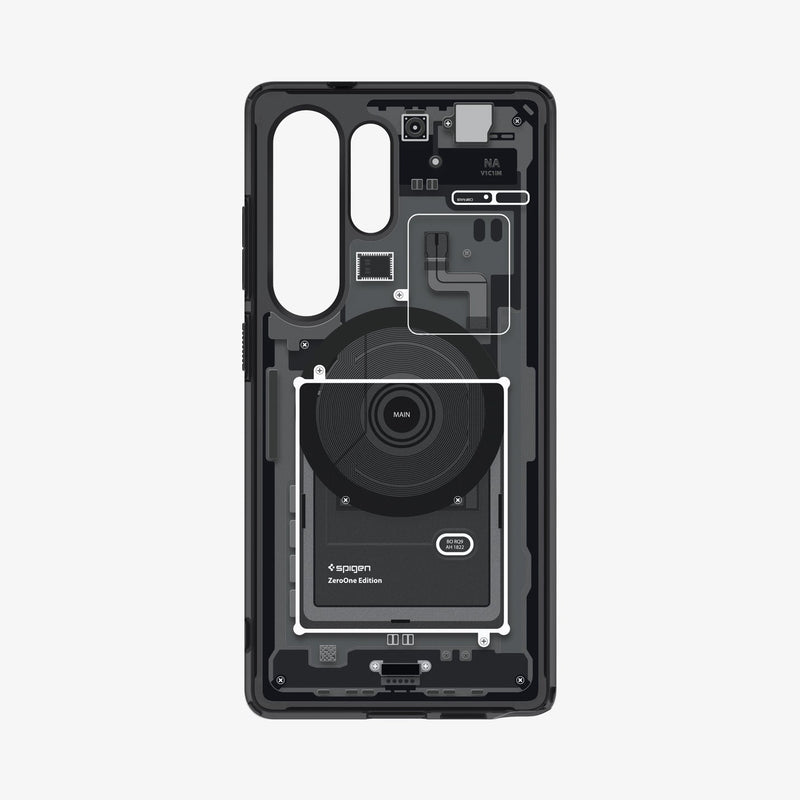 ACS08957 - Galaxy S25 Ultra Case Ultra Hybrid Metal Ring Zero One (MagFit) in Zero One Black showing the inner