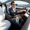 ACP10951 - Tesla Series - Sliding Console Organizer with Bottle Holder | TO220SC showing guy driving with organizer inside console
