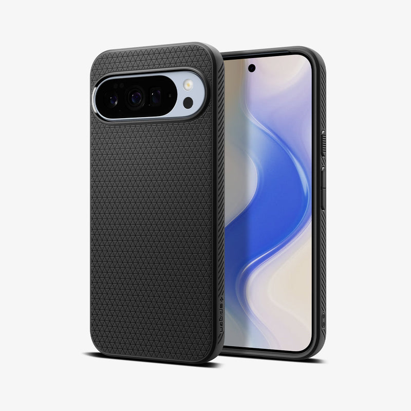 ACS09718 - Pixel 10 Pro XL Case Liquid Air (MagFit) in matte black showing the back and front