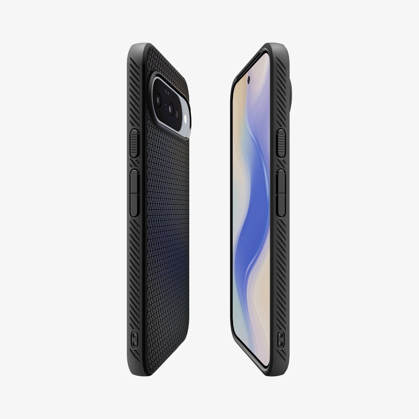 ACS09695 - Pixel 10 / Pixel 10 Pro Case Liquid Air (MagFit) in matte black showing the sides, partial front and back