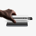 AGL11068 - Galaxy S26 Ultra GLAS.tR EZ Fit Pro showing the installation tray with hovering hand