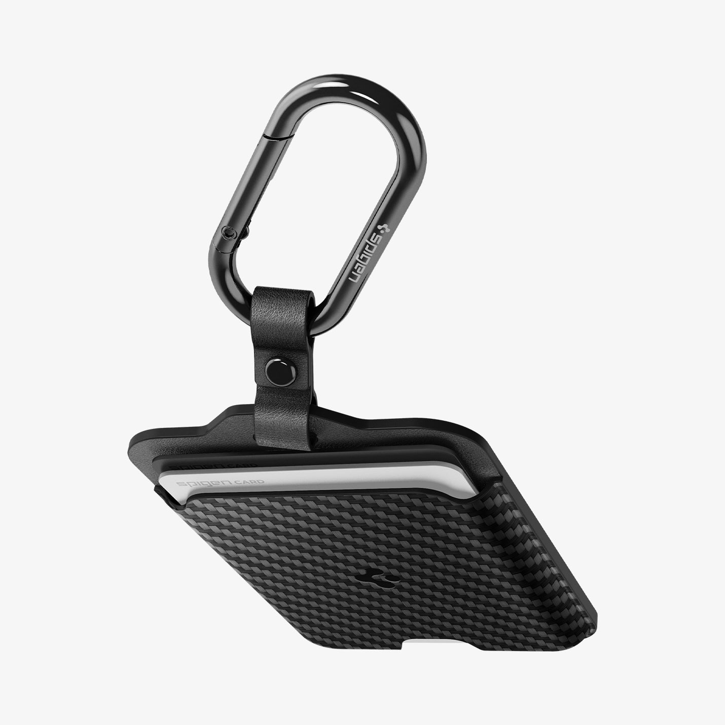 ACP08794 - Tesla AirFit Key Card Holder 2-pack | TO245 showing the front and top with carabiner attached