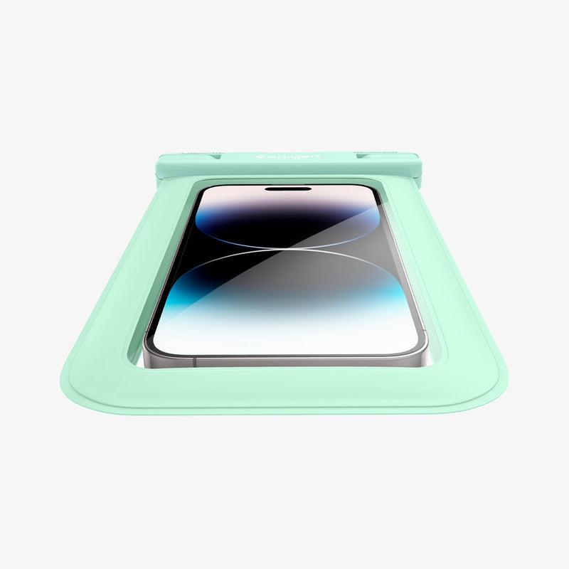 ACS06015 - AquaShield Waterproof Case (2 Pack) A601 in Mint showing the front, partial bottom of the case inside a waterproof case