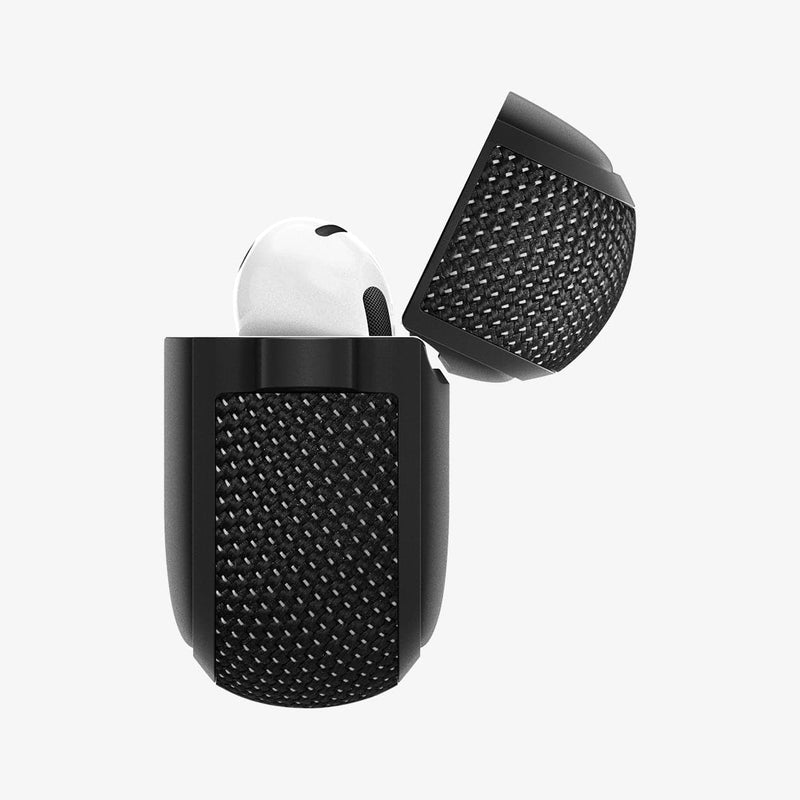 ASD02171 - Apple AirPods 3 Case Classic Fit in black showing the side with top open and AirPods inside