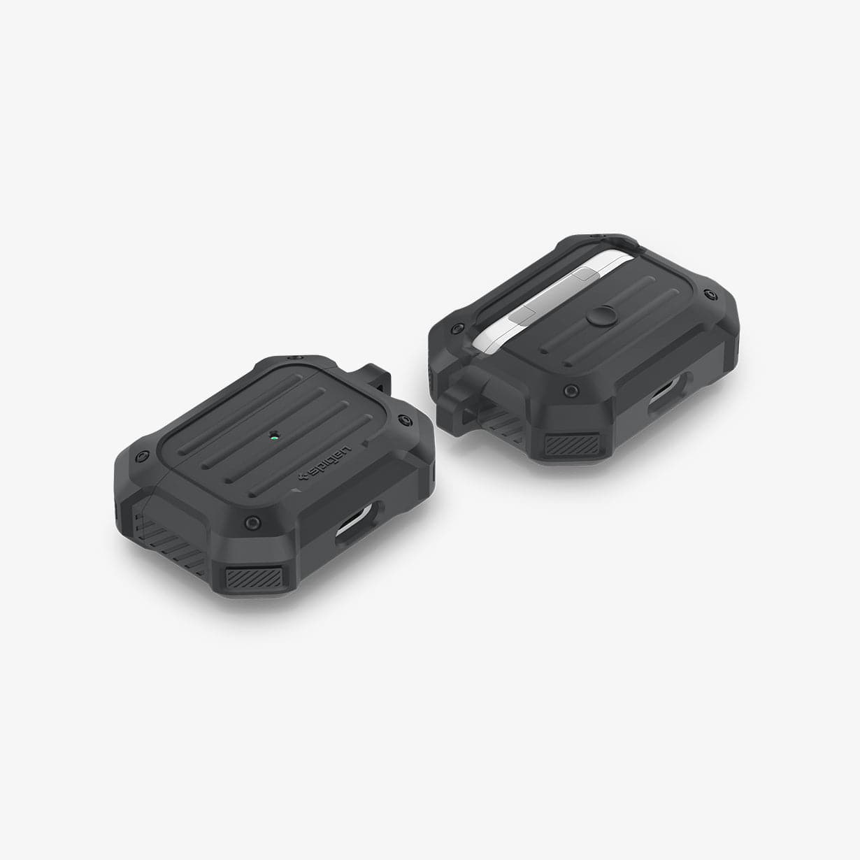 ASD00538 - Apple AirPods Pro Case Tough Armor in charcoal showing the front, back and sides